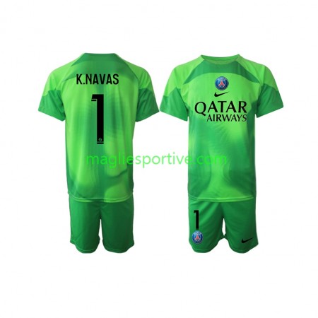 Completo Calcio Paris Saint Germain Keylor Navas 1 Portiere Bambino Divisa Prima 2022-2023